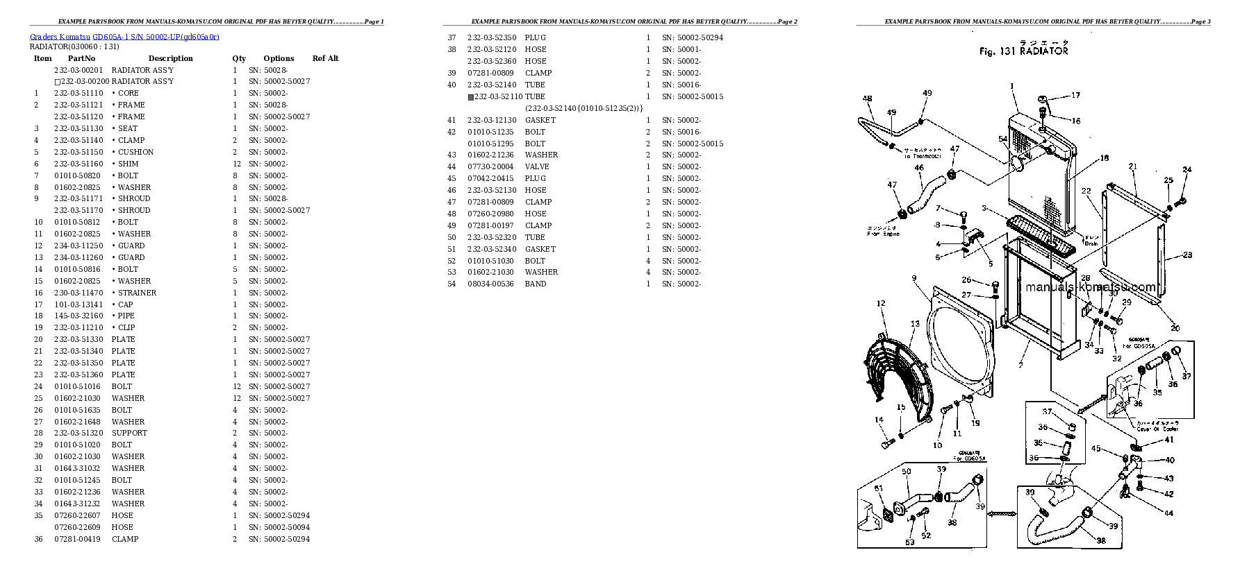 Protected: GD605A-1 S/N 50002-UP Partsbook