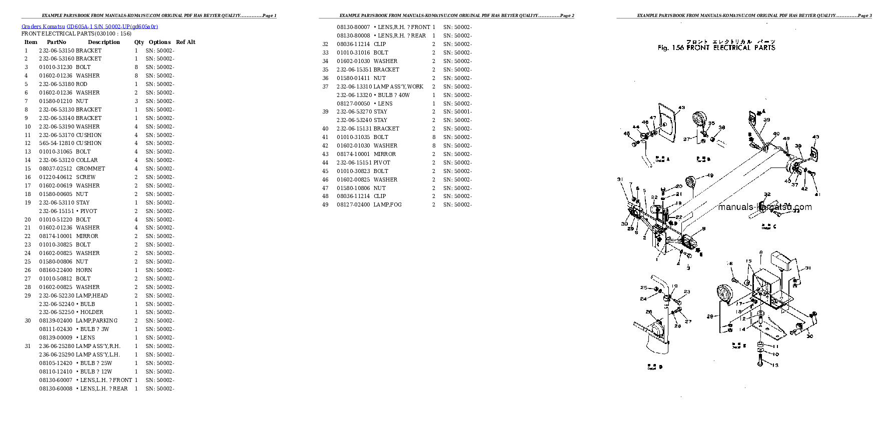 Protected: GD605A-1 S/N 50002-UP Partsbook