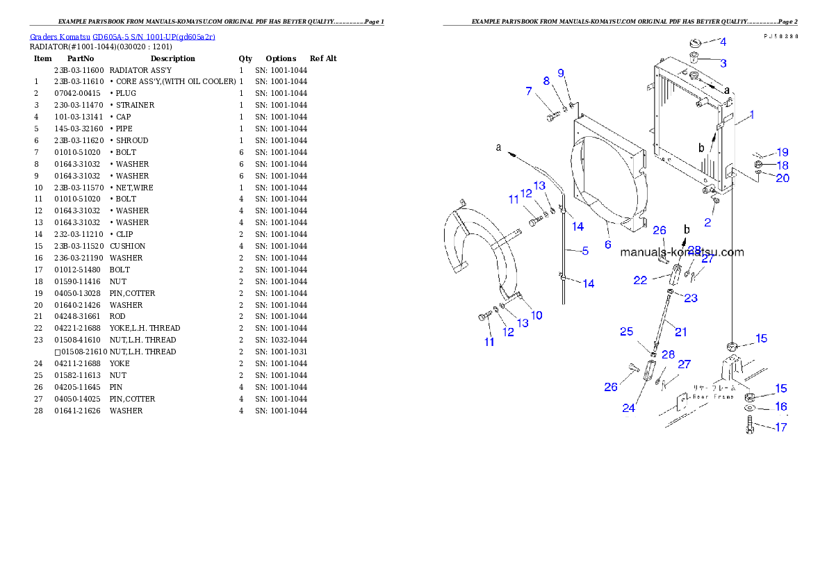 GD605A-5 S/N 1001-UP Partsbook