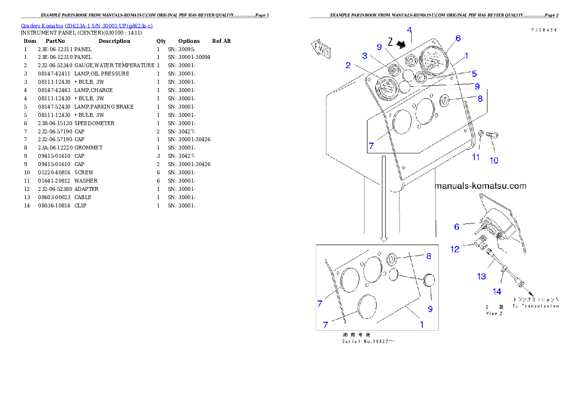 Protected: GD623A-1 S/N 30001-UP Partsbook