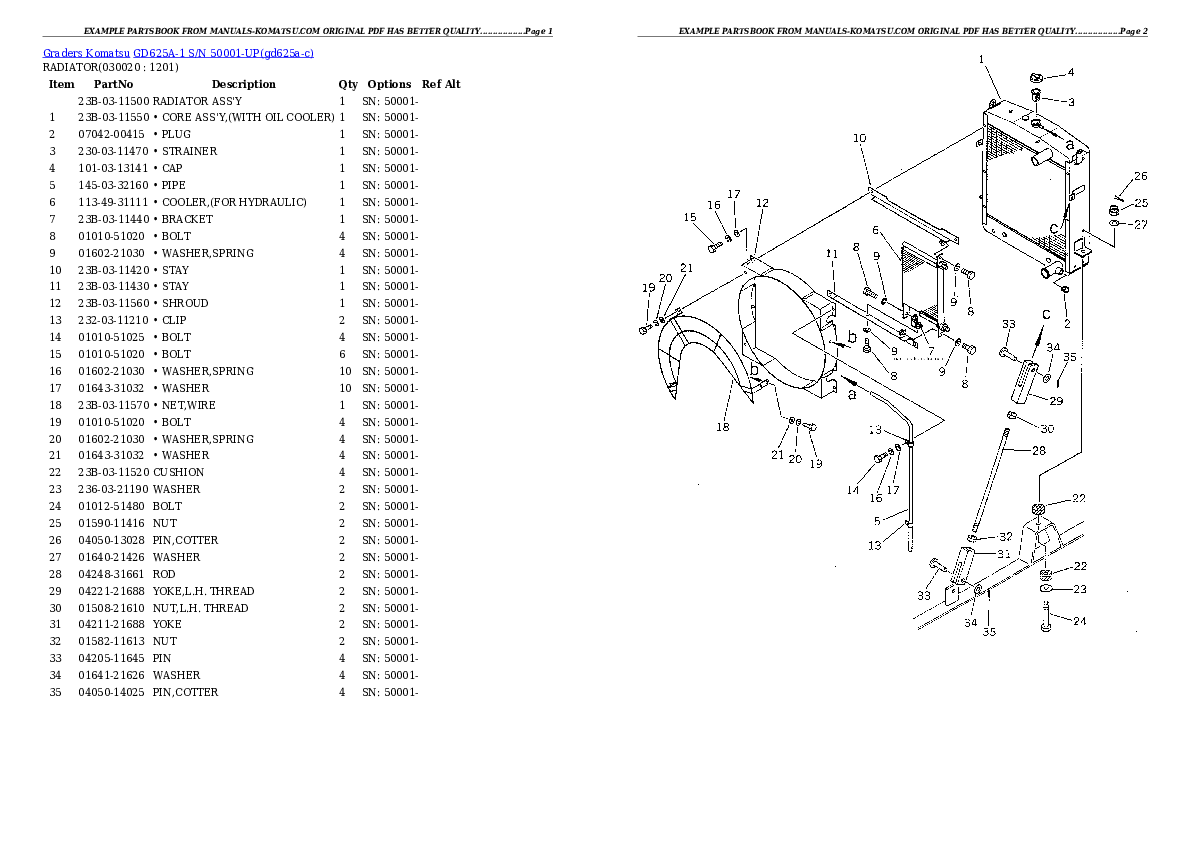 GD625A-1 S/N 50001-UP Partsbook