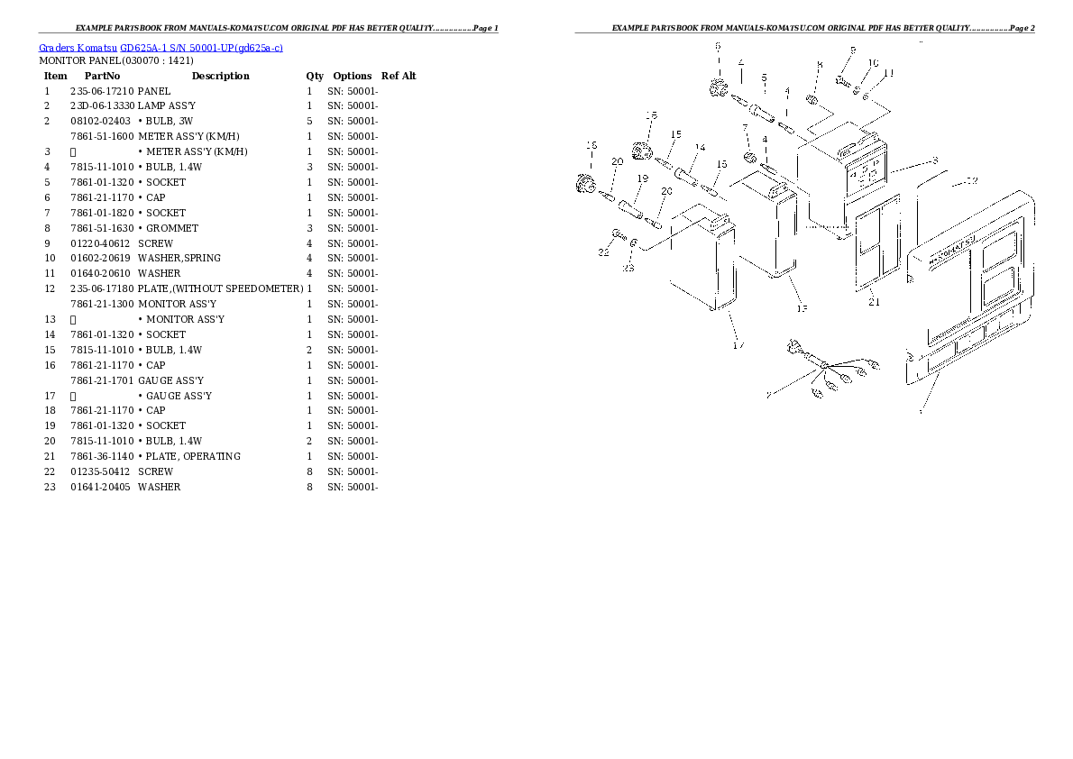 Protected: GD625A-1 S/N 50001-UP Partsbook