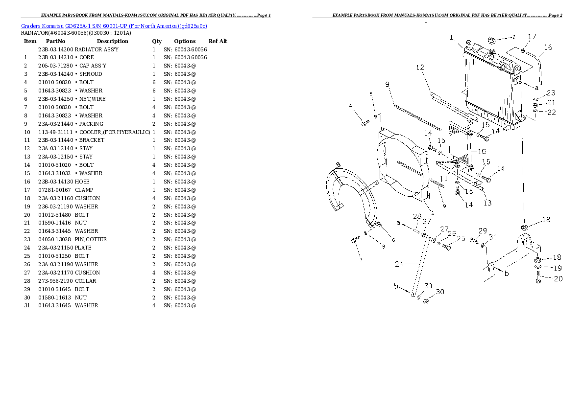 GD625A-1 S/N 60001-UP (For North America) Partsbook