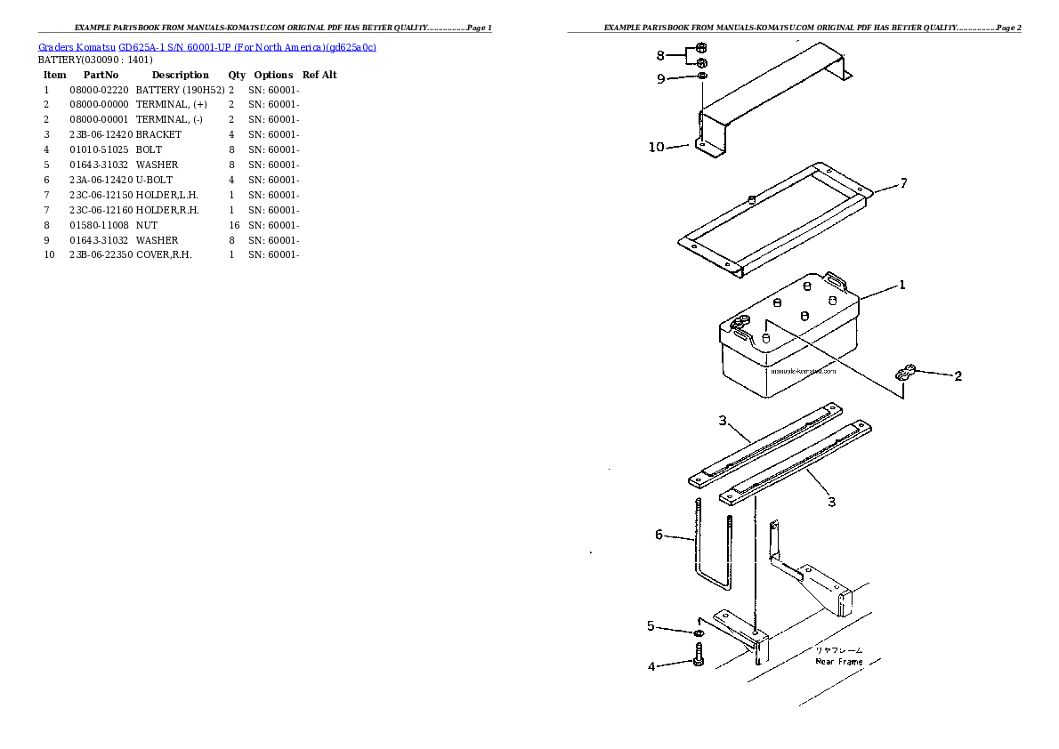Protected: GD625A-1 S/N 60001-UP (For North America) Partsbook