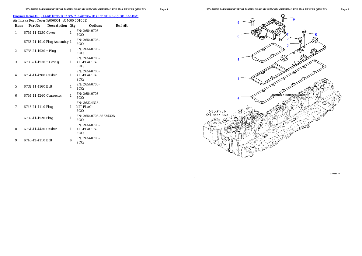 Protected: SAA6D107E-1CC S/N 26540705-UP (For GD655-5) Partsbook