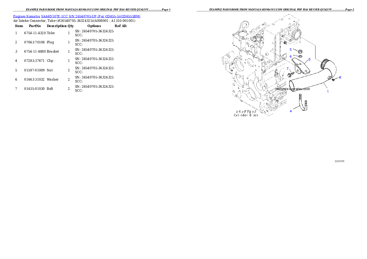 Protected: SAA6D107E-1CC S/N 26540705-UP (For GD655-5) Partsbook