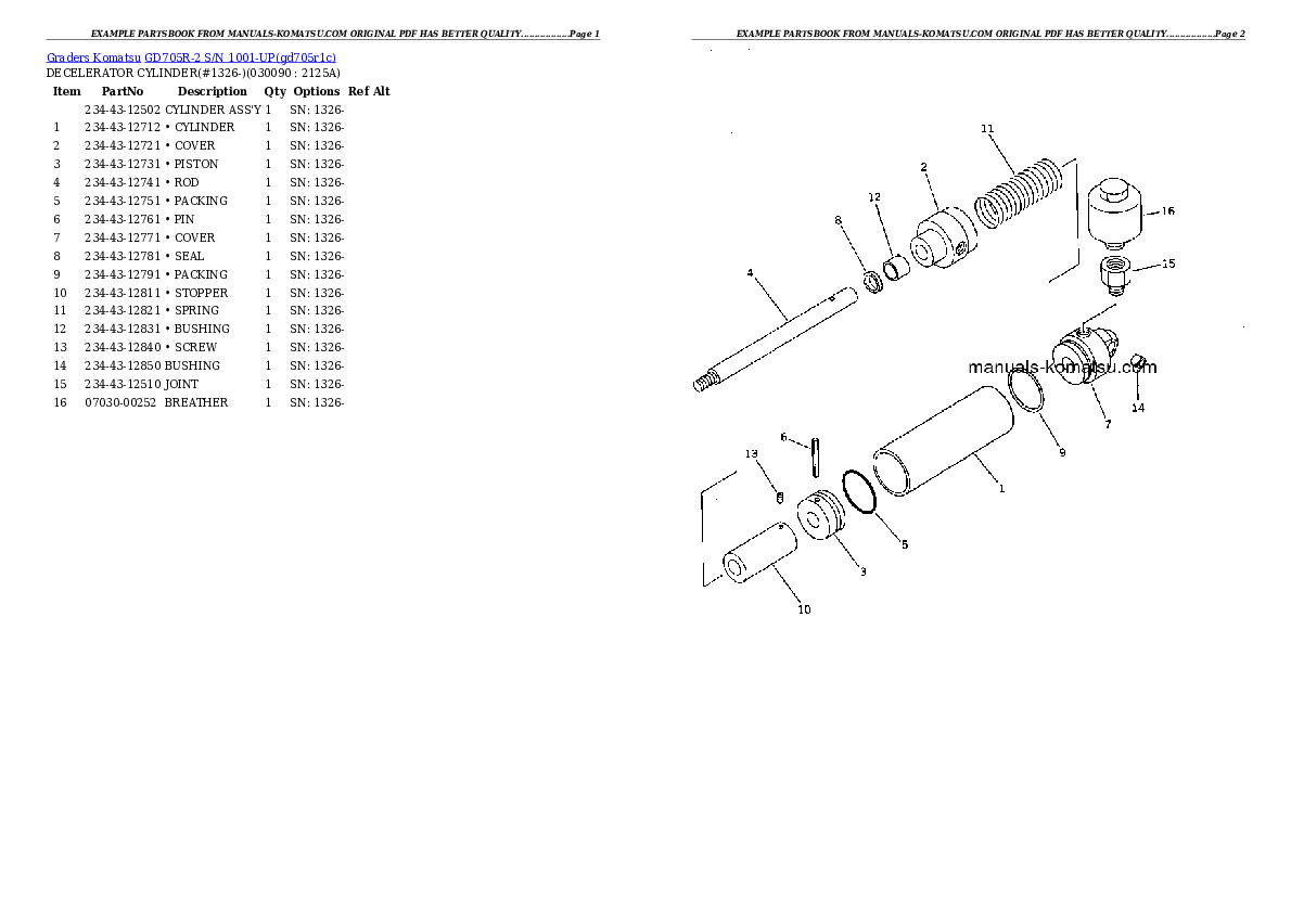 Protected: GD705R-2 S/N 1001-UP Partsbook