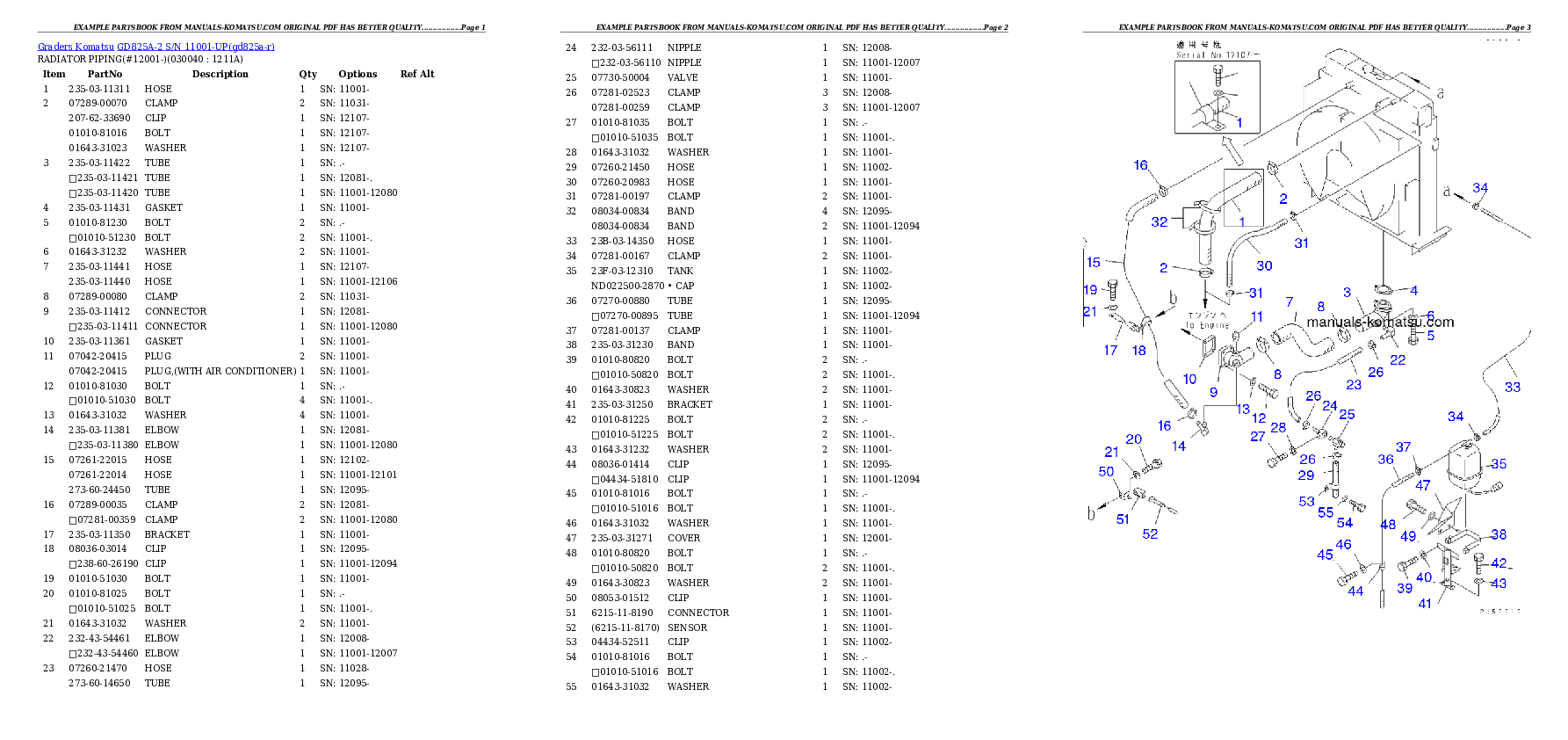Protected: GD825A-2 S/N 11001-UP (KOMTRAX Factory Installed Specification) Partsbook