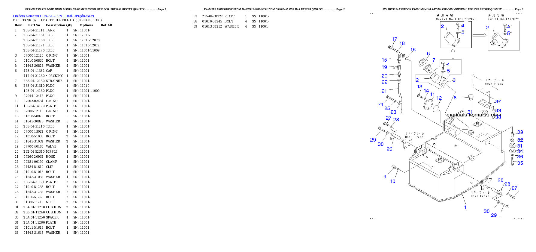 Protected: GD825A-2 S/N 11001-UP (KOMTRAX Factory Installed Specification) Partsbook
