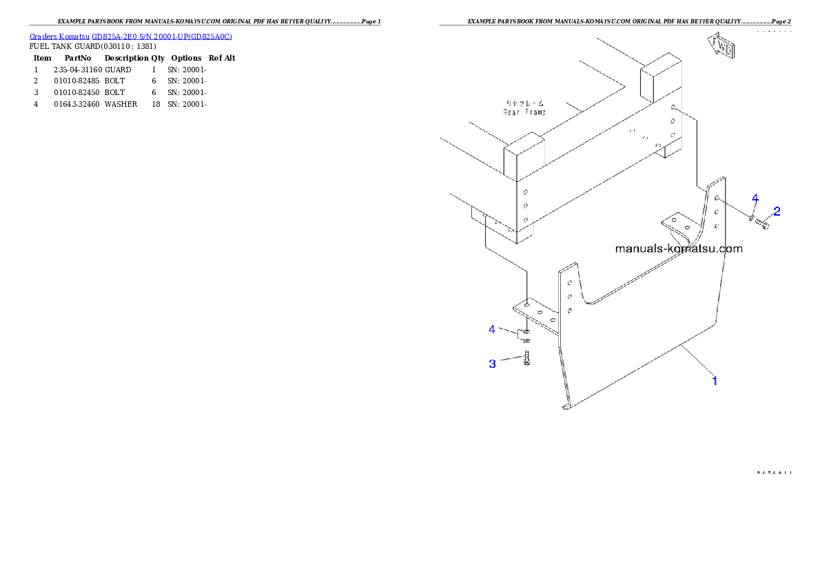 Protected: GD825A-2E0 S/N 20001-UP Partsbook
