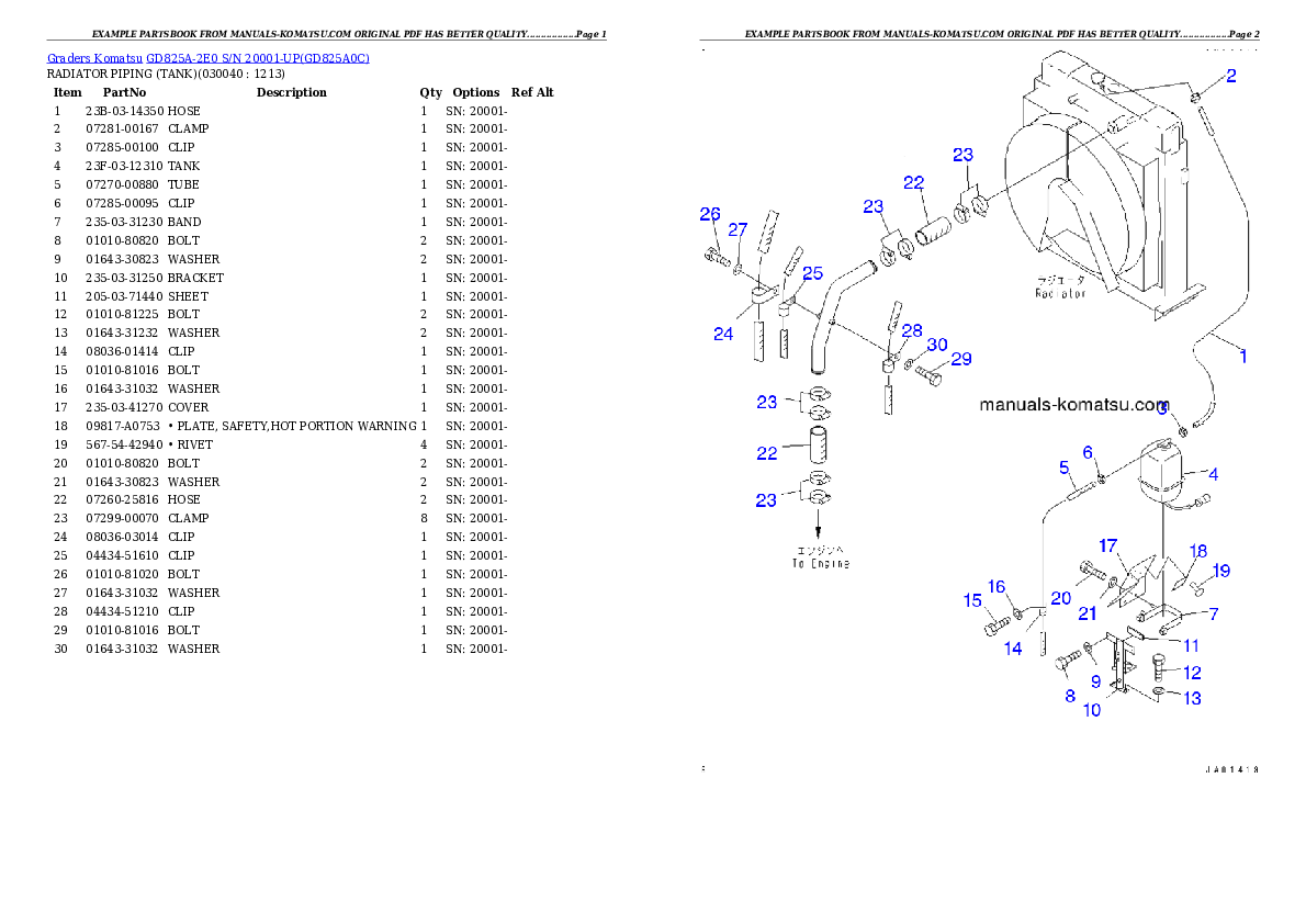 Protected: GD825A-2E0 S/N 20001-UP Partsbook