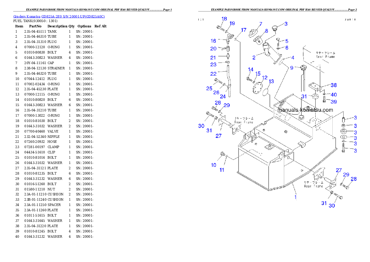 Protected: GD825A-2E0 S/N 20001-UP Partsbook