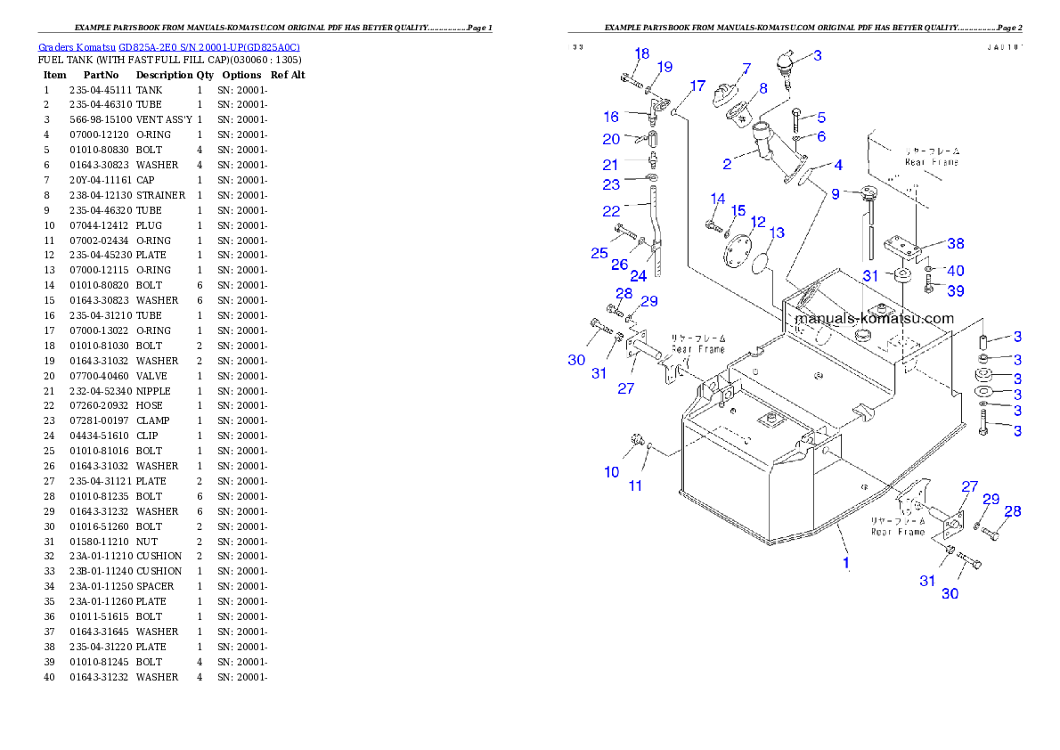 Protected: GD825A-2E0 S/N 20001-UP Partsbook
