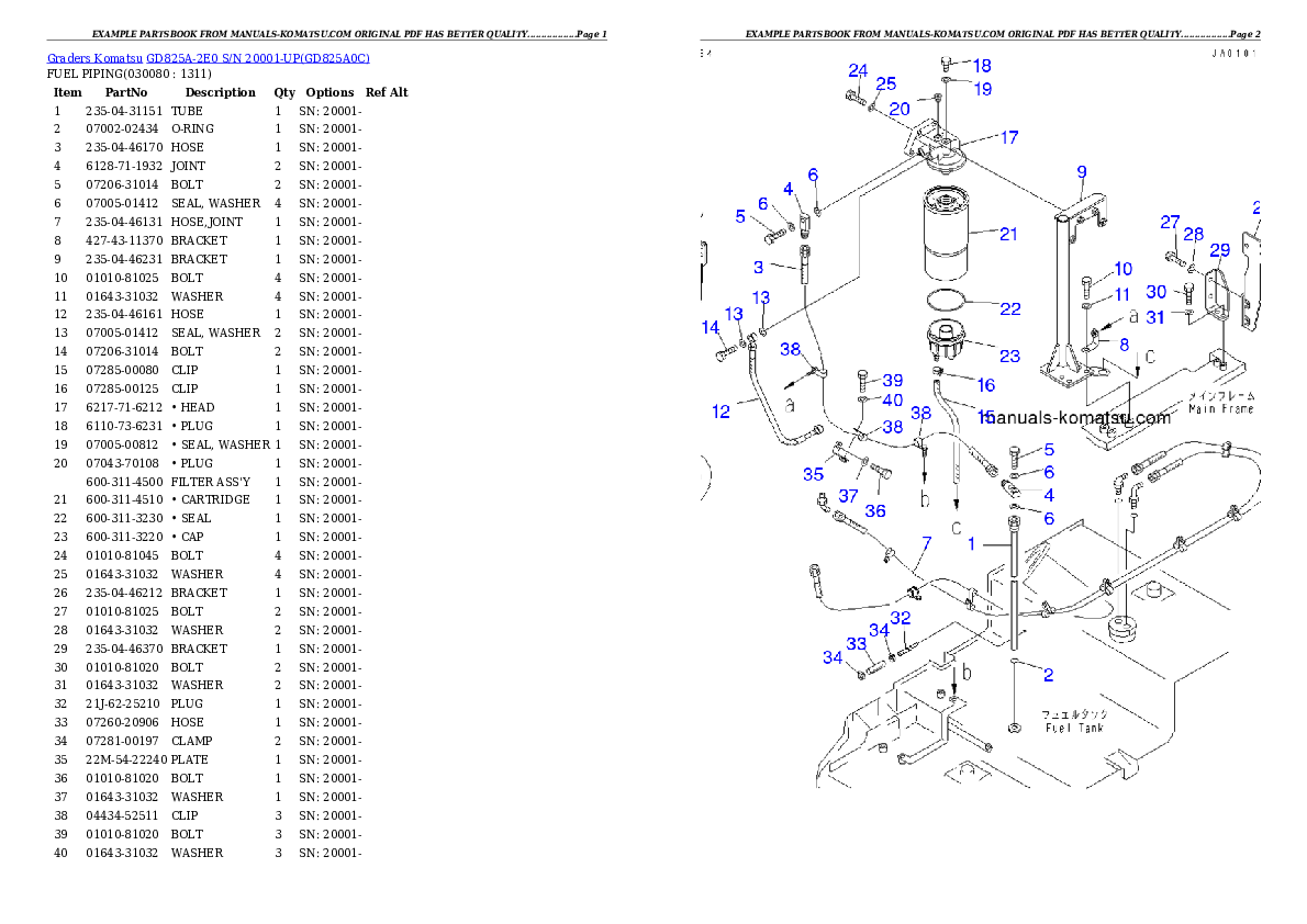 Protected: GD825A-2E0 S/N 20001-UP Partsbook