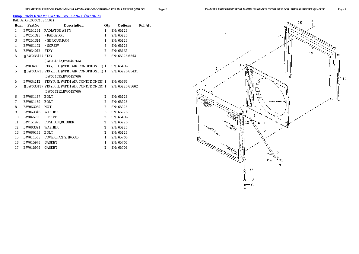 HA270-1 S/N 65226-UP Partsbook