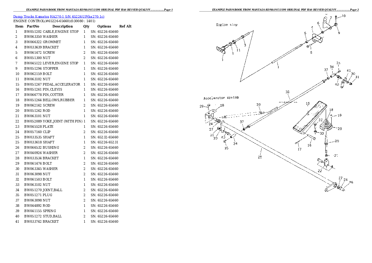 Protected: HA270-1 S/N 65226-UP Partsbook