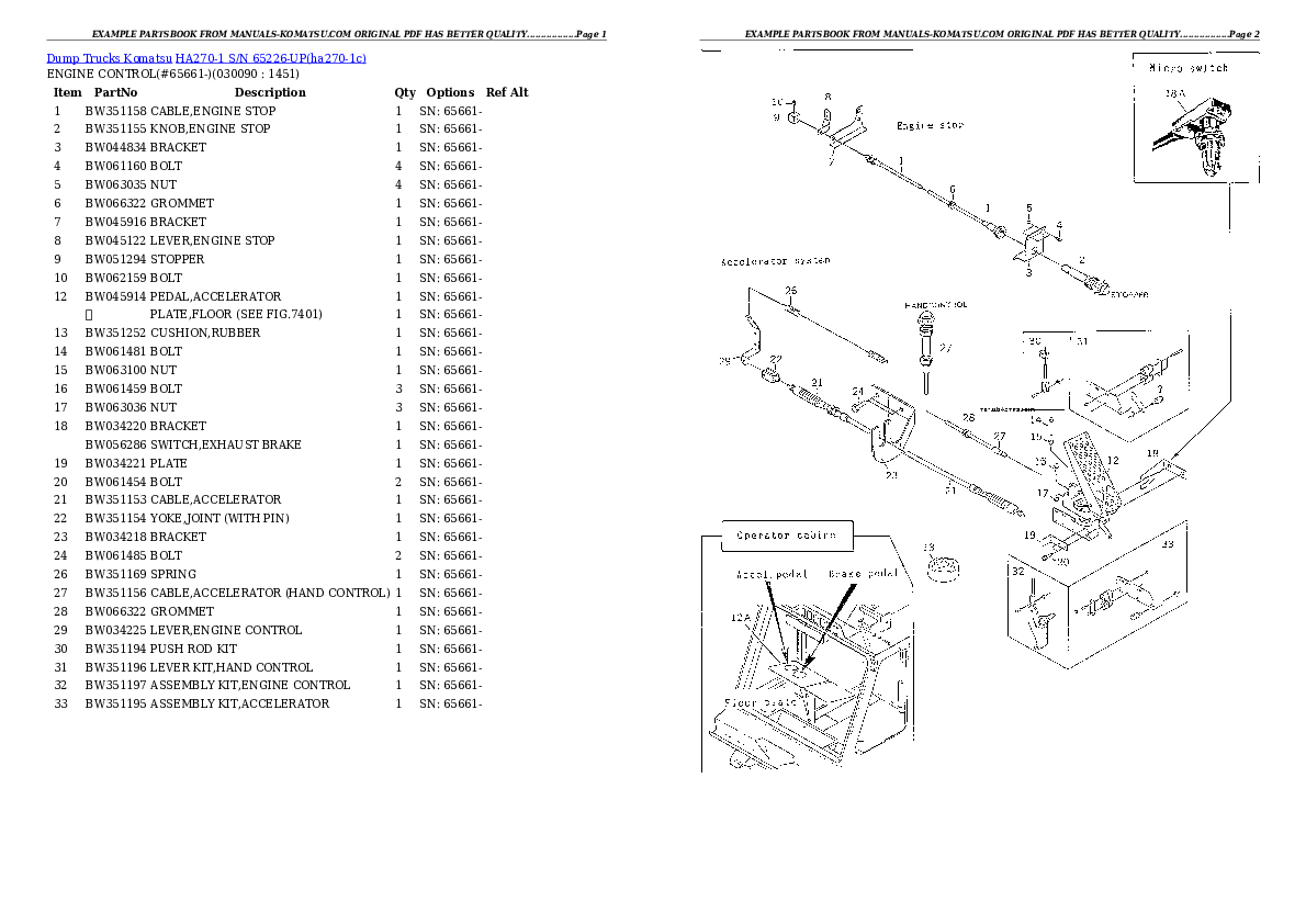 Protected: HA270-1 S/N 65226-UP Partsbook