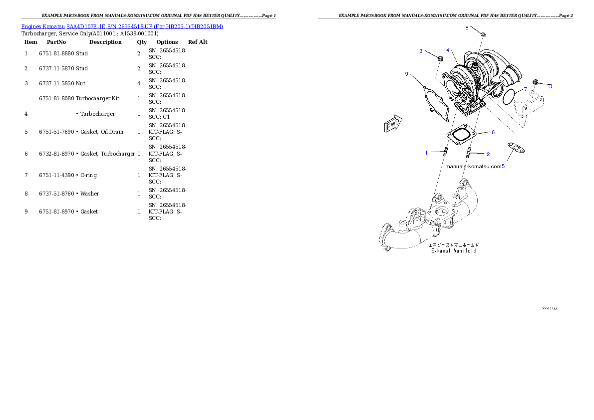 Protected: SAA4D107E-1E S/N 26554518-UP (For HB205-1) Partsbook