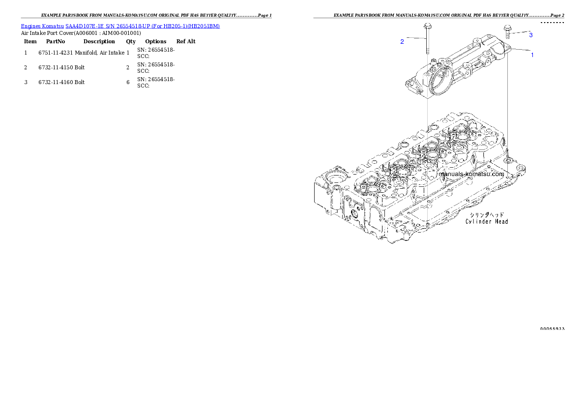 Protected: SAA4D107E-1E S/N 26554518-UP (For HB205-1) Partsbook