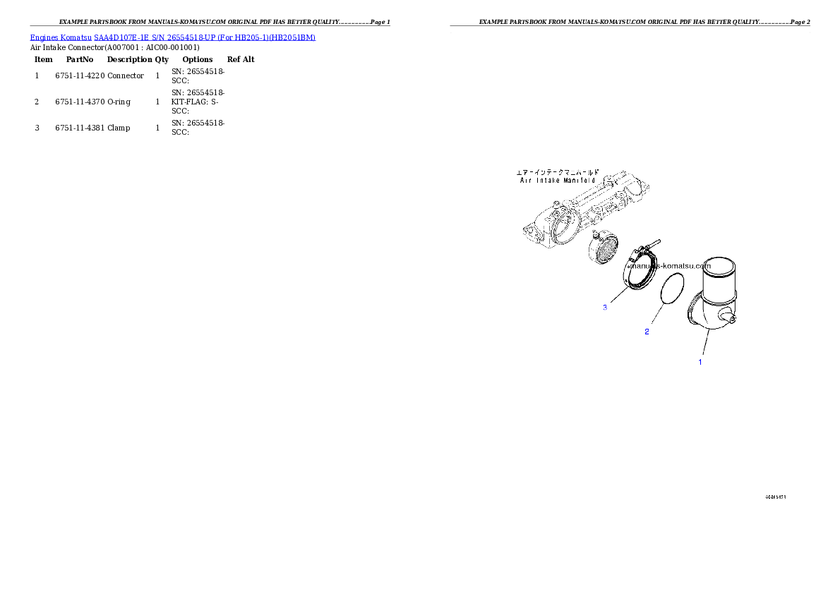 Protected: SAA4D107E-1E S/N 26554518-UP (For HB205-1) Partsbook
