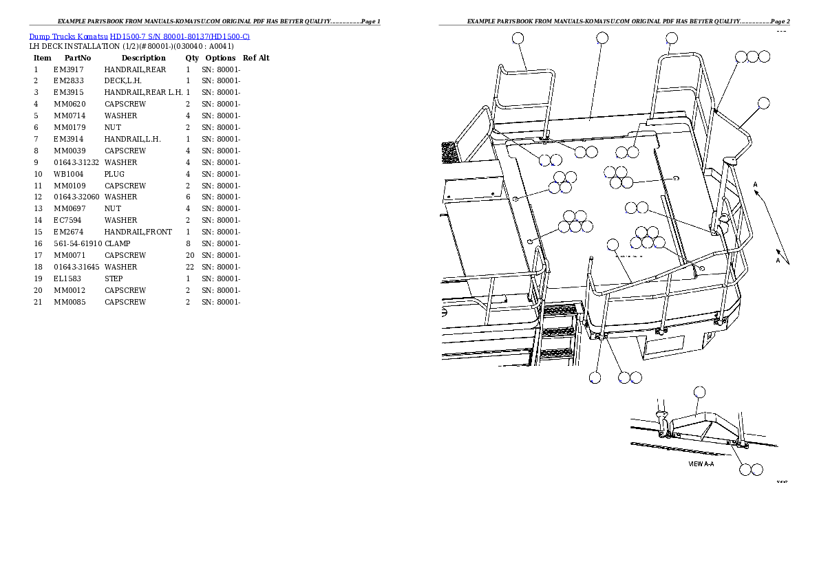Protected: HD1500-7 S/N 80001-80137 Partsbook