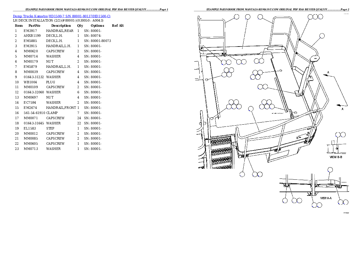 Protected: HD1500-7 S/N 80001-80137 Partsbook