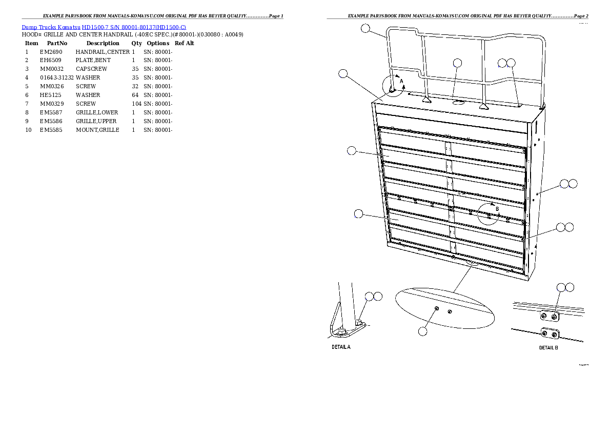 Protected: HD1500-7 S/N 80001-80137 Partsbook