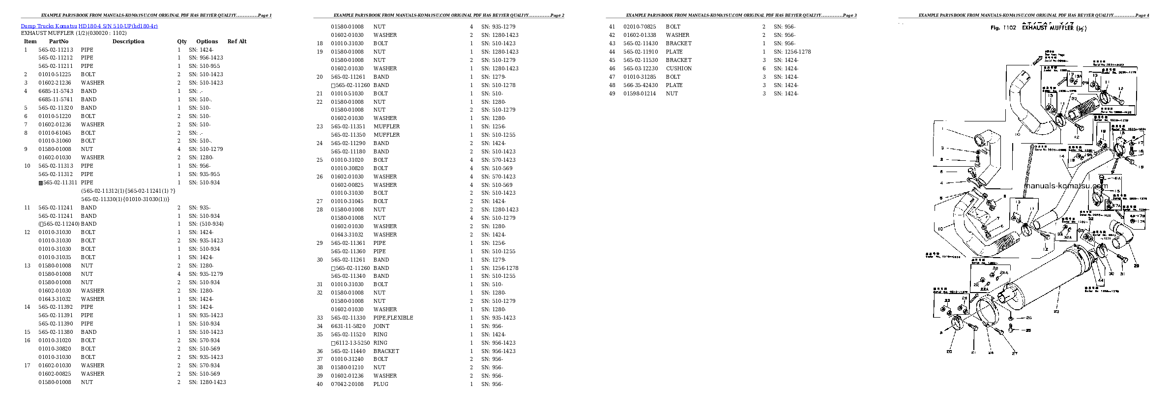 HD180-4 S/N 510-UP Partsbook