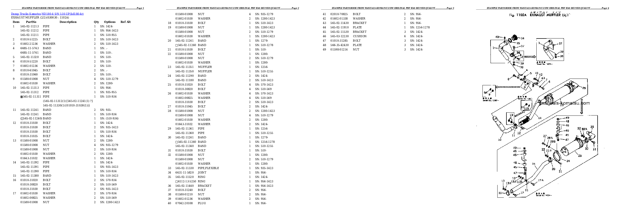 HD180-4 S/N 510-UP Partsbook