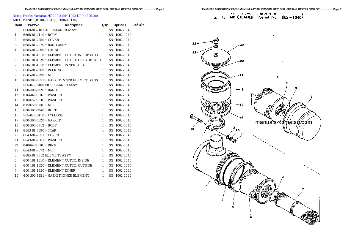 Protected: HD200-2 S/N 1002-UP Partsbook