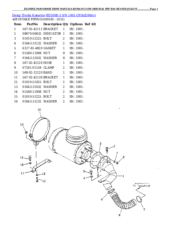 HD200D-3 S/N 1001-UP Partsbook
