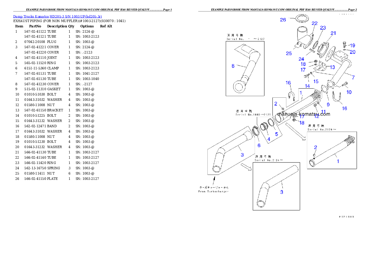 Protected: HD205-3 S/N 1003-UP Partsbook