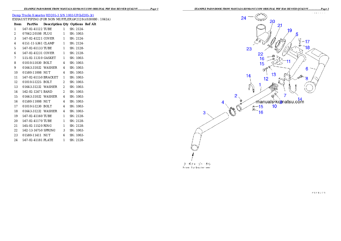 Protected: HD205-3 S/N 1003-UP Partsbook