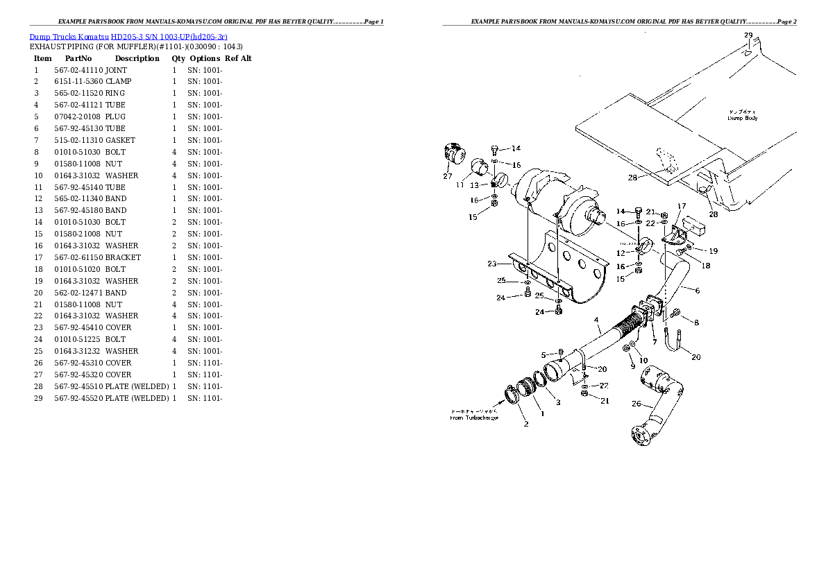 Protected: HD205-3 S/N 1003-UP Partsbook