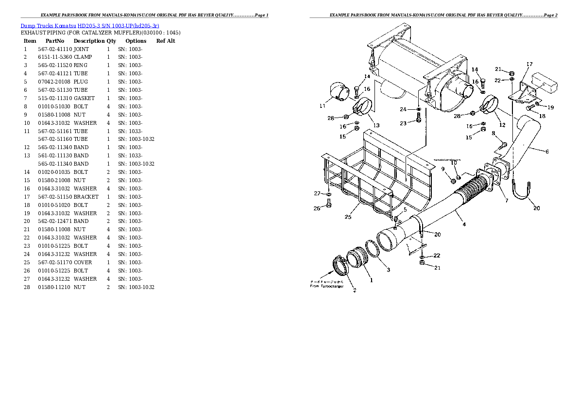 Protected: HD205-3 S/N 1003-UP Partsbook