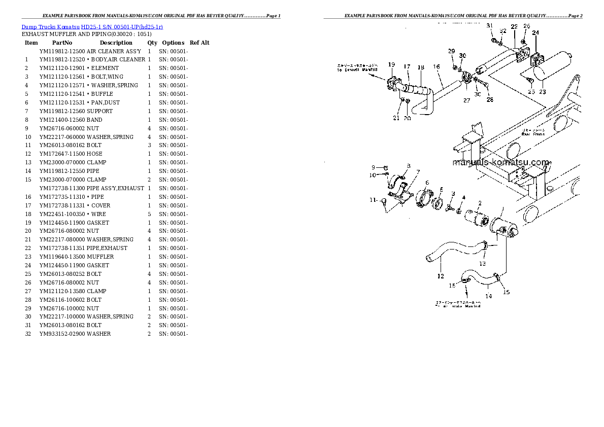 HD25-1 S/N 00501-UP Partsbook