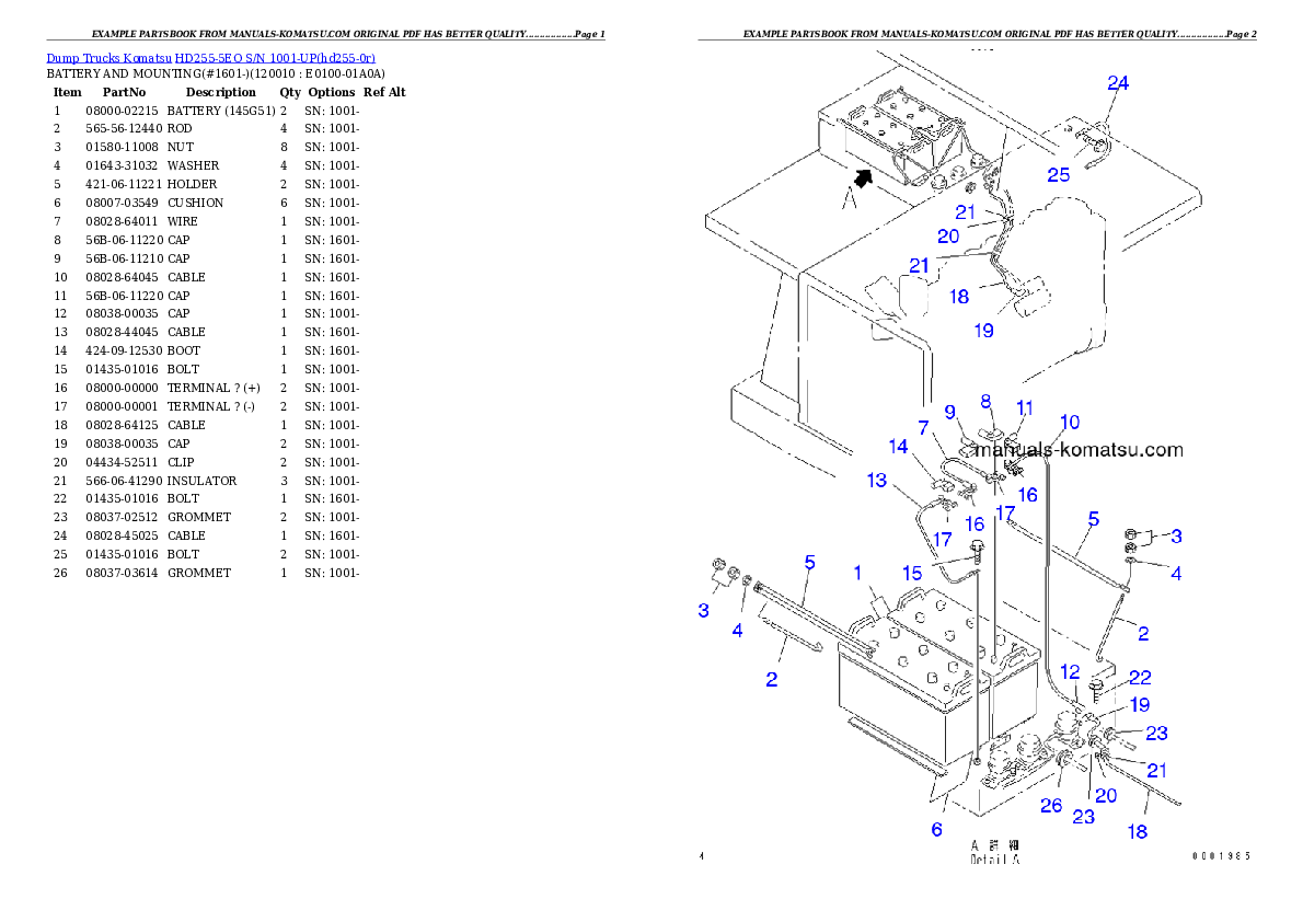 Protected: HD255-5EO S/N 1001-UP Partsbook