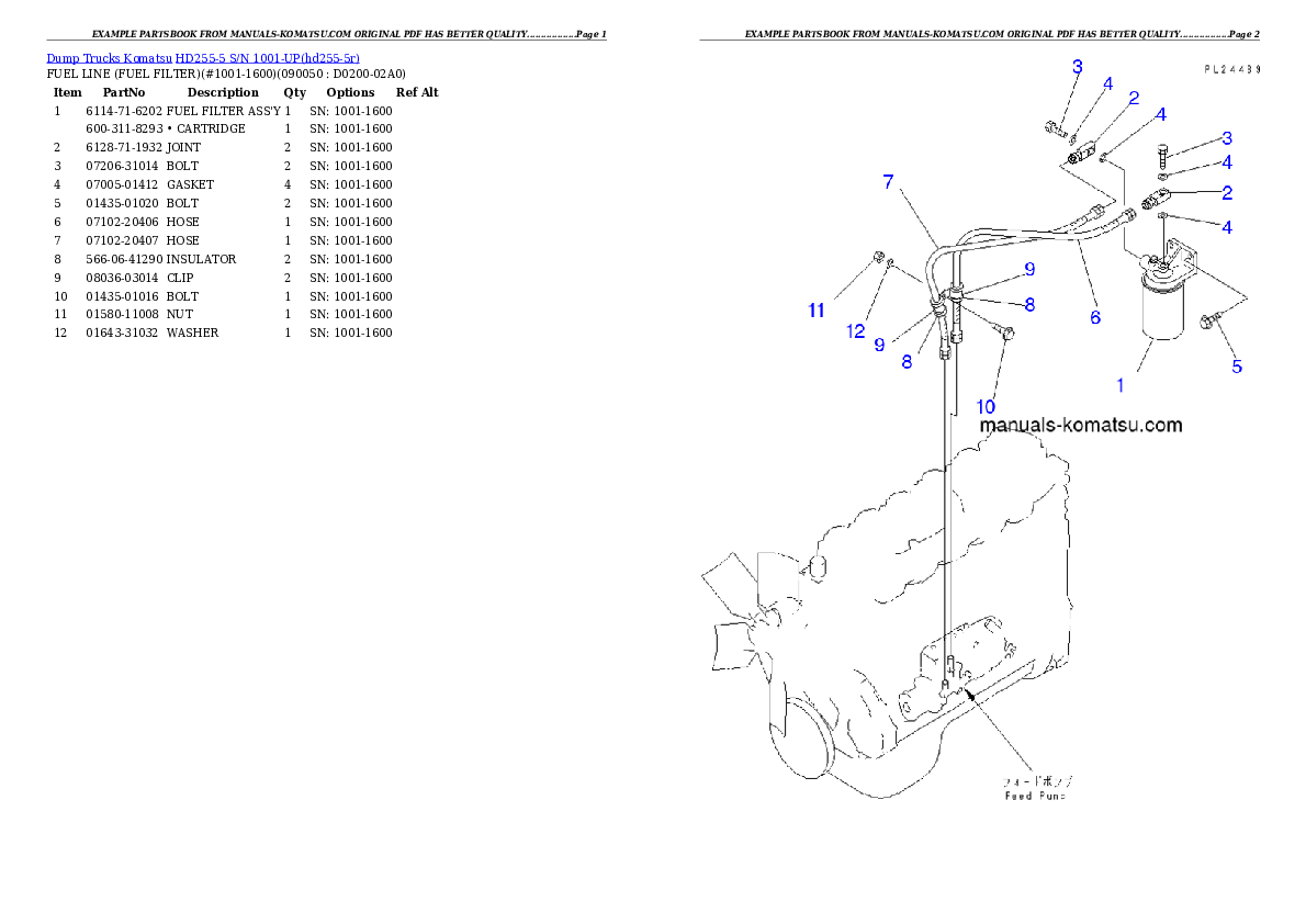 Protected: HD255-5 S/N 1001-UP (Applies to S/N 1601-UP (SAA6D125E-3).) Partsbook