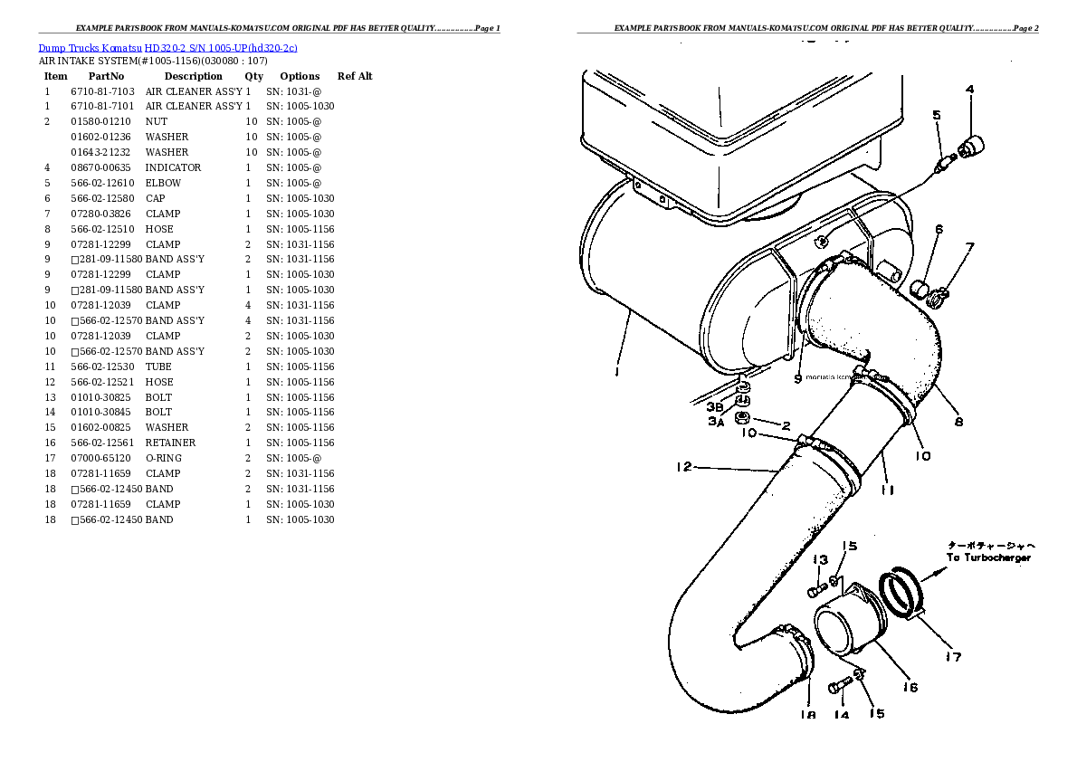 Protected: HD320-2 S/N 1005-UP Partsbook