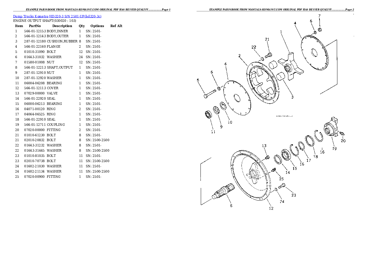 HD320-3 S/N 2501-UP Partsbook