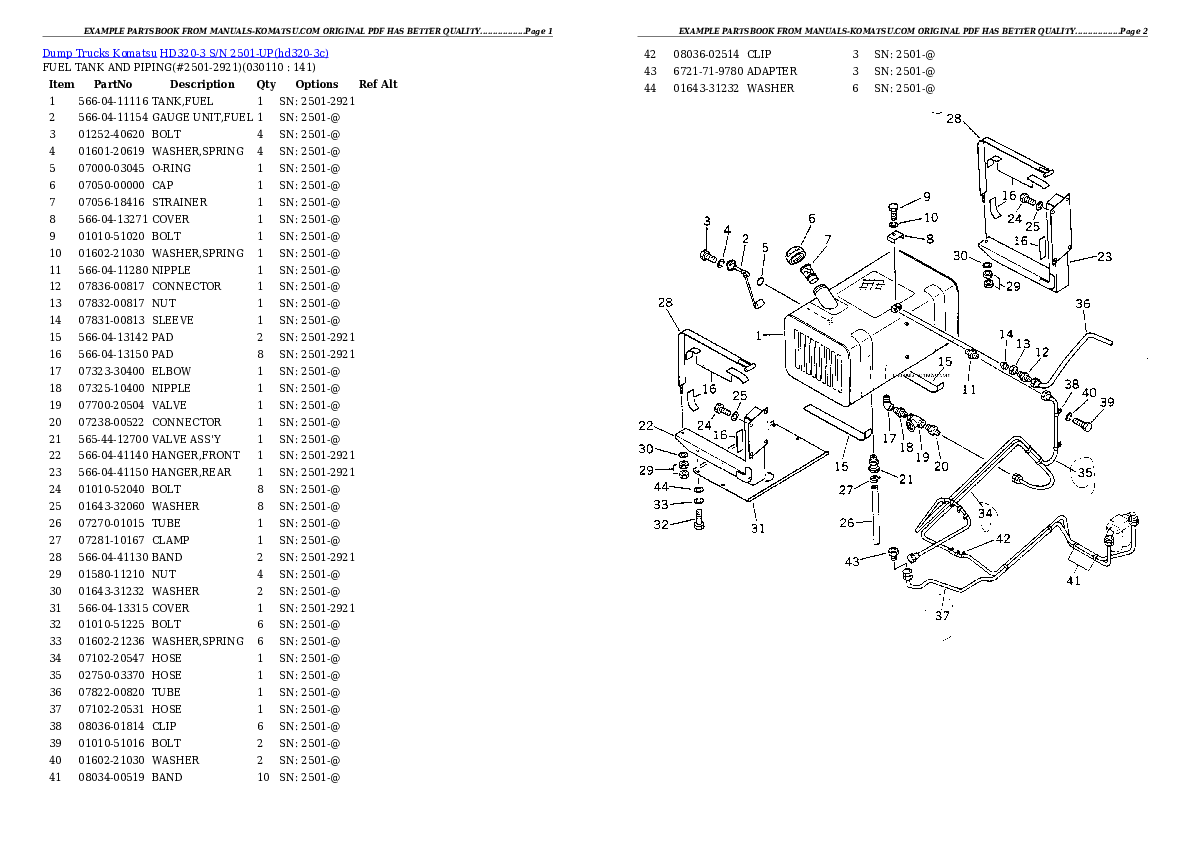 Protected: HD320-3 S/N 2501-UP Partsbook