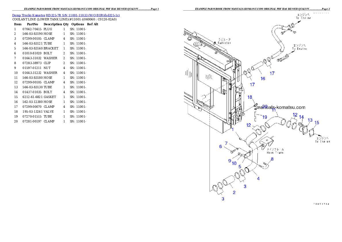 Protected: HD325-7R S/N 11001-11033 (W/O EGR) Partsbook