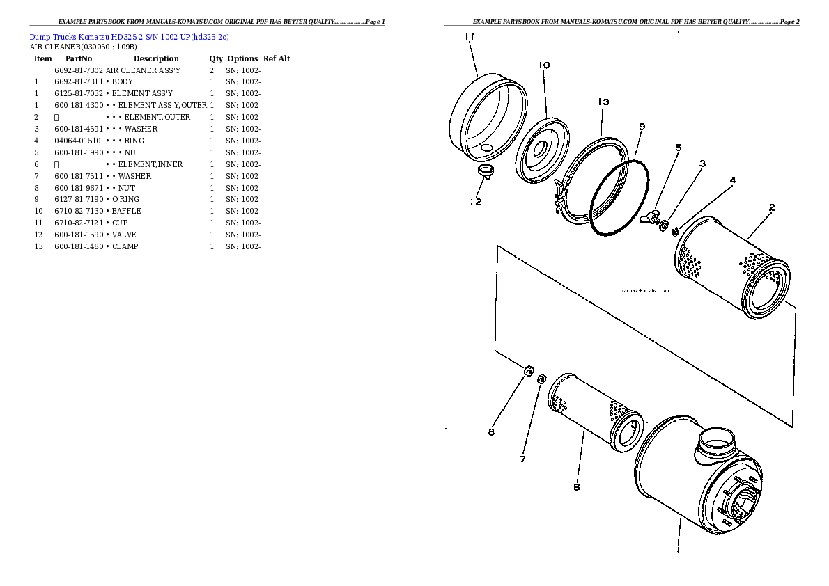 Protected: HD325-2 S/N 1002-UP Partsbook