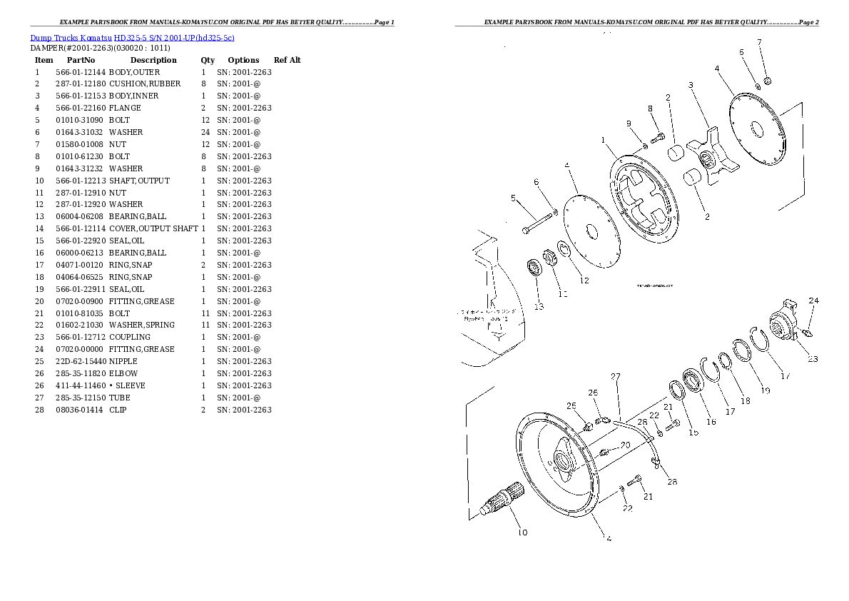 HD325-5 S/N 2001-UP Partsbook