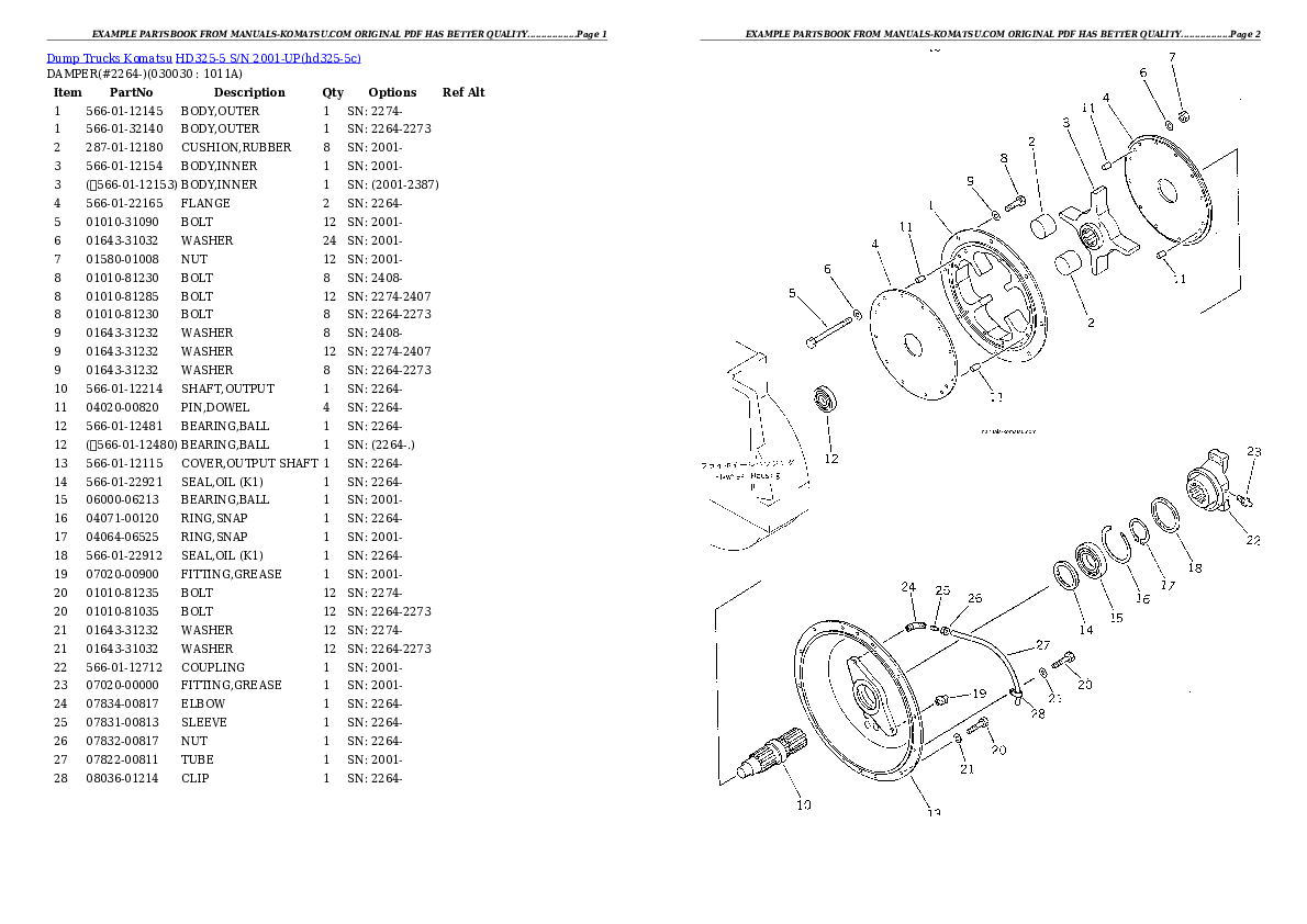 HD325-5 S/N 2001-UP Partsbook