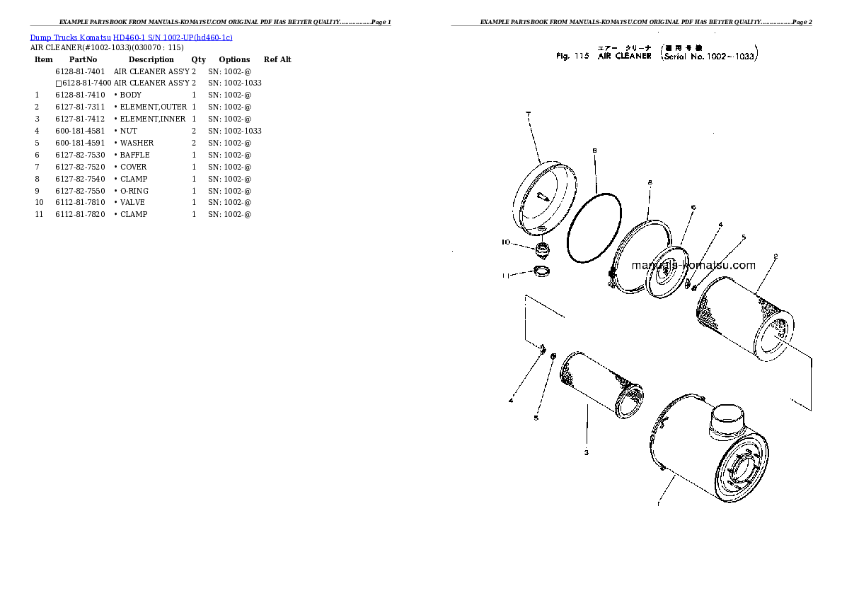 Protected: HD460-1 S/N 1002-UP Partsbook