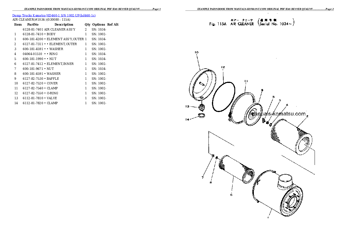 Protected: HD460-1 S/N 1002-UP Partsbook