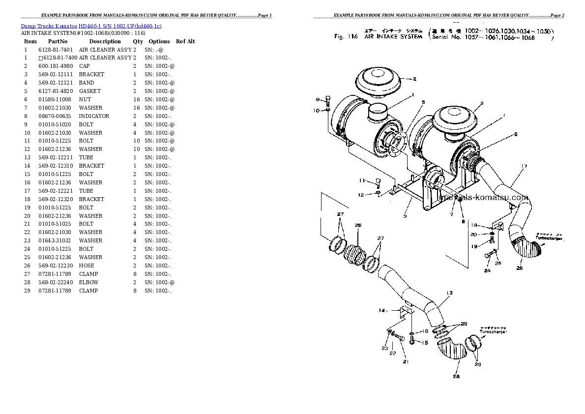 Protected: HD460-1 S/N 1002-UP Partsbook