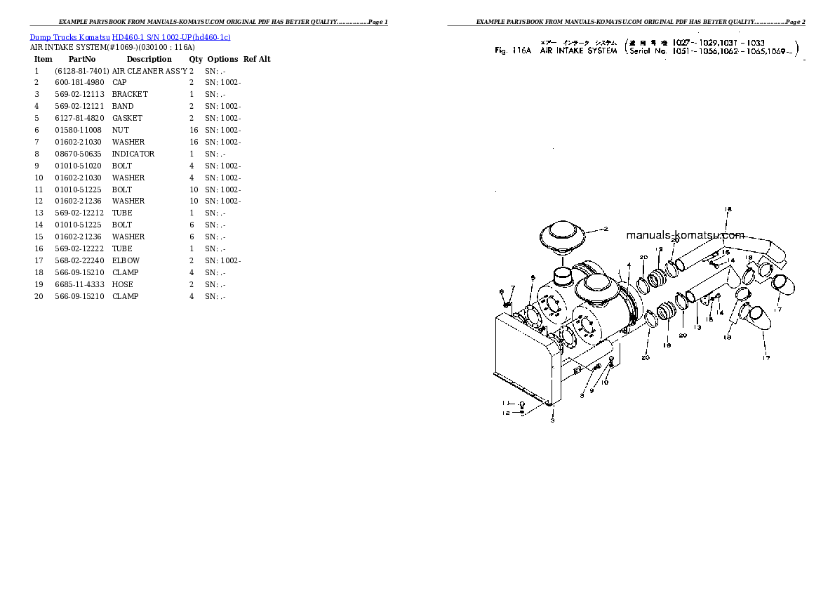 Protected: HD460-1 S/N 1002-UP Partsbook