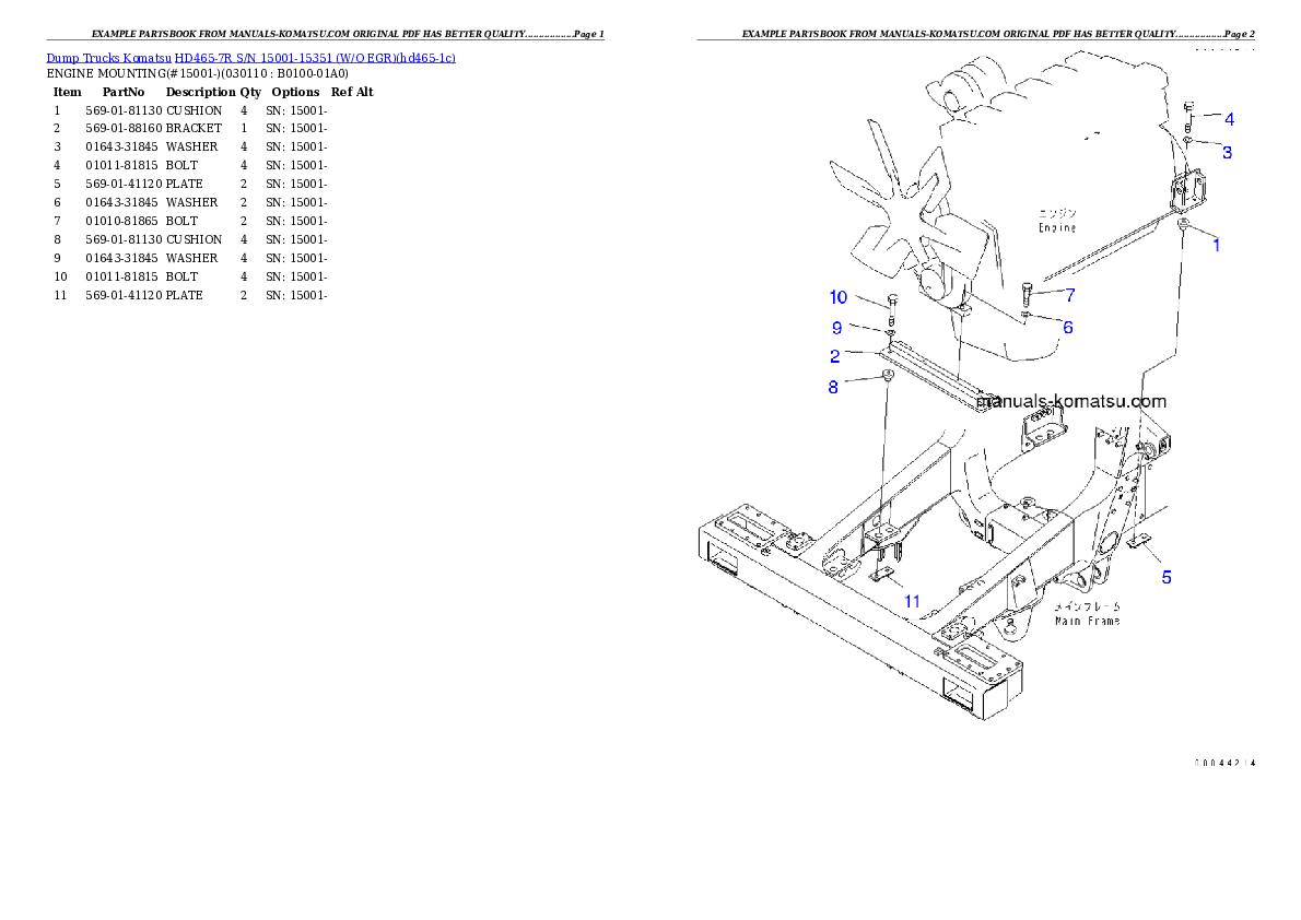 Protected: HD465-7R S/N 15001-15351 (W/O EGR) Partsbook